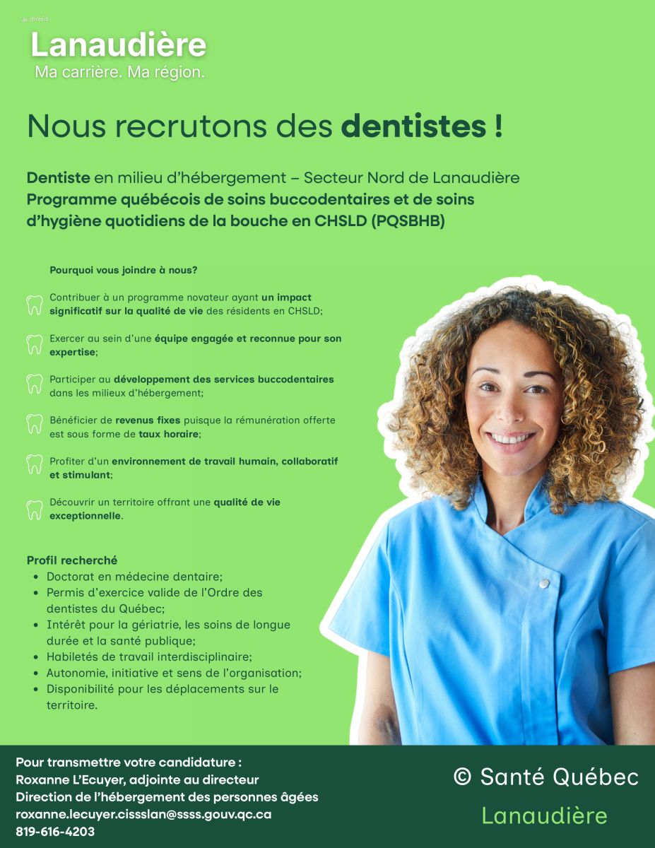 CHSLD Dentist – Lanaudière North